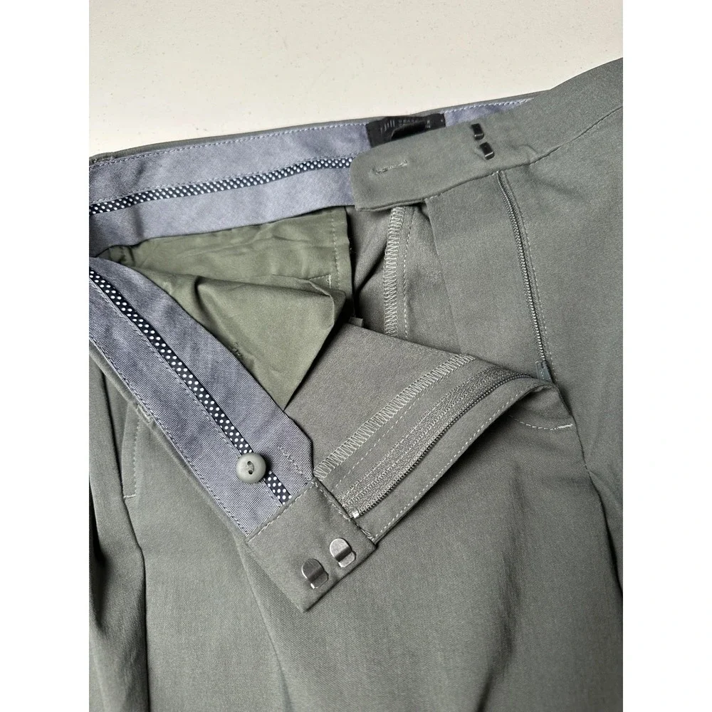 J. Jill Women Wearever Refined Woven Trousers 12 Petite Olive Green Workwear